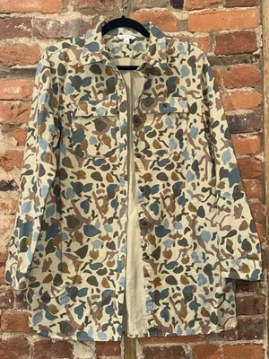 Camisa túnica gamuza L.L Bean Signature para mujer grande regular caqui marrón camuflaje bolsillo Foto 1 de 4