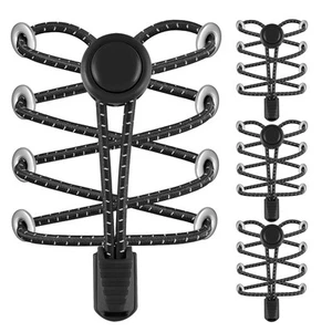 4 Pairs of Elastic No Tie Shoelaces, Upgraded Lock, Reflective Shoe Laces for... - Picture 1 of 7