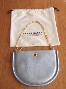 Borsa a tracolla Sarah Haran Leather Luna Ivy blu pelle ciottolata + catena + dustbag - Foto 1 di 6