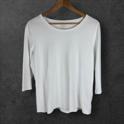 LL Bean 100% Supima хлопок трикотажа футболка 3/4 рукав белый размер большой маленький - Изображение 1 из 4