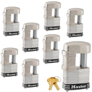 Master Latch Lock - (8) Keyed Alike Trailer & Multi Purpose Padlocks #37KA - 8 - Picture 1 of 4
