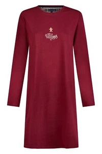 Happy Shorts Damen Nachthemd Sleepshirt Bordeaux Happy Holidays - Picture 1 of 2