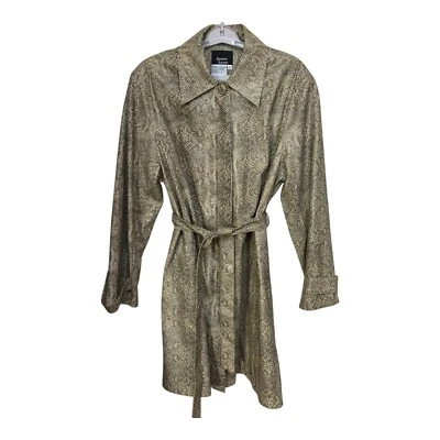 Gabardina vintage Dennis Basso imitación piel de serpiente para mujer grande años 90 Y2k cinturón de lluvia Foto 1 de 4