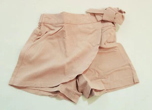 Mango Girl's Bow Faux Wrap Elastic Waistband Paperbag Shorts JJ4 Pink Size 5-6 - Picture 1 of 3