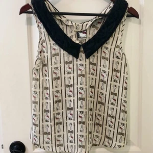 Forever 21 Hello Kitty print lace Peter Pan collar sheer blouse Small - Picture 1 of 4