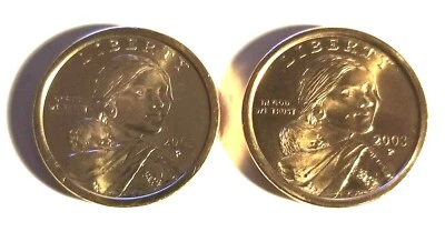 2003 P & D $1 Sacagawea Dollar  2 Coin Set From Mint Rolls - Image 1 of 2