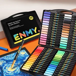 ENMY 60 Colors Acrylic Paint Markers, Direct Liquid Acrylic Paint Marker Pen, Fa - Picture 1 of 12