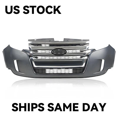Front Bumper Cover Grille Assembly Kit Complete For 2011-2014 Ford Edge Primed Foto 1 de 4