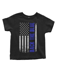 Back the Blue American Flag Kleinkind T-Shirt Blue Line Police - Bild 1 von 3