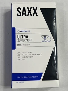 Saxx Underwear Ultra Super Soft 1 Pack Briefs Fly - Black , Medium M - Picture 1 of 2