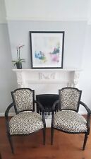 Pair of Leopard print Louis armchair/accent chairs