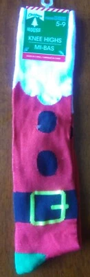 Calcetines hasta la rodilla para mujer "Christmas HOUSE" - Se adapta a zapato talla 5-9 - NUEVOS con ETIQUETAS Santa Foto 1 de 2