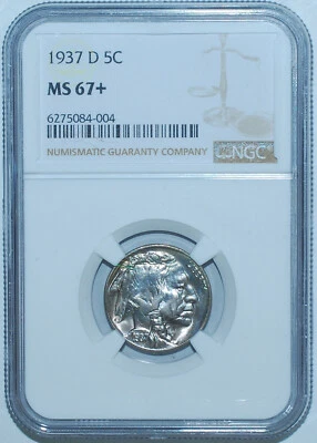 1937 D NGC MS67+ Buffalo Nickel - Image 1 of 2