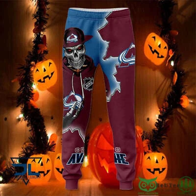 Pantalones deportivos Colorado Avalanche Horror Calavera, pantalones de hockey, regalo de Navidad para hombre Foto 1 de 2