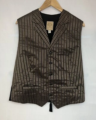 WAH Maker Frontier Clothing Vest Striped L Tencel Nylon Linen Black Gold Purple - Image 1 of 4