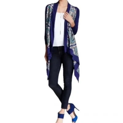 Vertigo Sweater Long Sleeve Knit Waterfall Front Cardigan   Dressy Color Paisley - Image 1 of 4