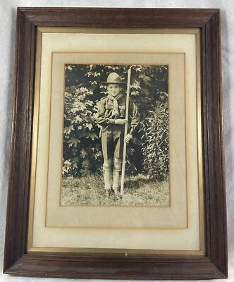 Antique Photograph Boy Scout Vintage Framed Glazed Old Picture Original Mounted - Image 1 of 4