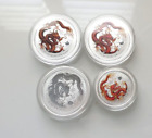 3 OF 2012 $1 Lunar Year of The Dragon 1oz Silver Colour Proof Coin+50c 1/2 oz