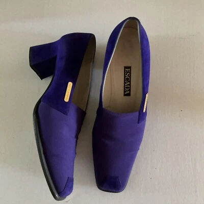 Escada Purple Loafers Suede and canvas pumps stretch 36 6 Designer - Image 1 of 4