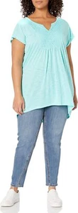 Just My Size Women's Plus-Size Slub Crochet Bib Tunic 3X, Sulfur  - Picture 1 of 2