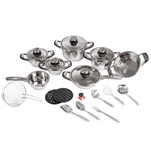 Batteria di pentole con termostato da 23 pezzi in acciaio inox 18/10 certificato - Foto 1 di 5