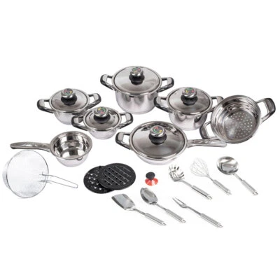 Batteria di pentole con termostato da 23 pezzi in acciaio inox 18/10 certificato - Immagine 1 di 4