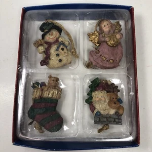 Adornos de Navidad Arte Popular Primitivo Conjunto de 4 Medias de Ángel Muñecos de Nieve de Papá Noel Nuevo - Imagen 1 de 8