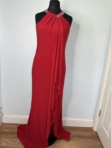 Xscape ladies Red Side Slit Maxi Diamanté Dress Size 8 - Picture 1 of 12