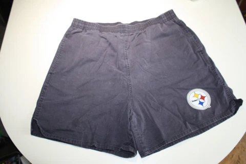 Vintage Pittsburgh Steelers Shorty Shorts Adult XL Black NFL 90s 5" inseam Cover