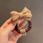 Cute Bow Knot Heart Hair Tie Solid Color Khaki Coffee Plush Ponytail Hair Ban wi