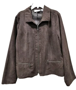 Studio Works Jacket Women's Size 12 Brown Full Zip Up LS. Zip Front Pockets  - Picture 1 of 7