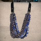 Multi Strand Dragon Vein Agate Beads & Wood Beaded Necklace Soft Leather Collar.