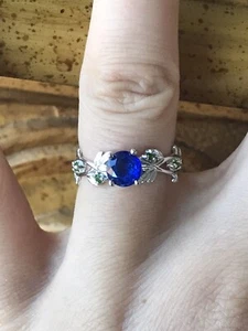 Blue Spinel Chrome Diopside Sterling Silver Ring - Picture 1 of 9