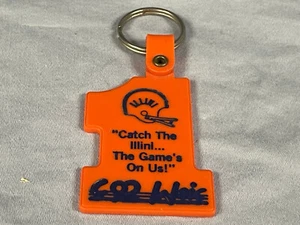RARE 1989 Illinois Fighting Illini Chief Illiniwek Plastic Keychain Schedule - Picture 1 of 3