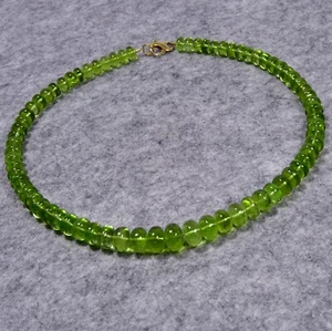 Collana peridoto, argento 925, placcato oro, catena di pietre preziose (K548), verde, catena - Foto 1 di 1