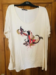 🎀 MARKS AND SPENCER🎀EMBROIDERED TOP🎀 OATMEAL MIX🎀UK PLUS SIZE 26🎀 - Picture 1 of 5