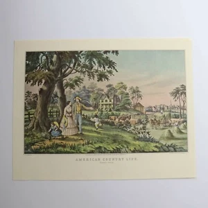 Currier and Ives Vtg Paper Print American Country Life Summer Evening Home Art  - Picture 1 of 6