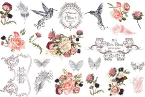 Hokus Pokus - Furniture Transfer - Jardin D’Oiseaux - Birds, Butterflies & Rose - Picture 1 of 2
