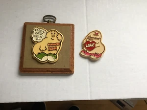 1981 Human Bean pin, "This Human Bean Needs LOVE", + a Rare Human Bean plaque - Picture 1 of 5