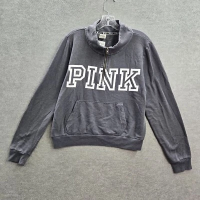 Sudadera Rosa Victorias Secret Mujer Grande Gris Campus Logo Universitario 1/4 Cremallera Foto 1 de 4
