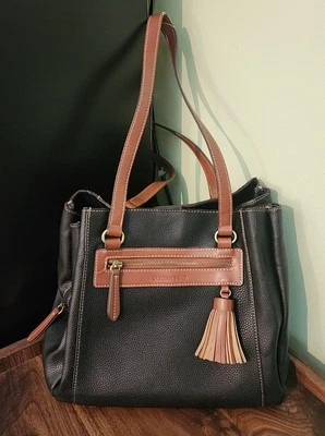 Bolso de Hombro St. John's Bay para Mujer Negro Guijarro Marrón Doble Asa Foto 1 de 4