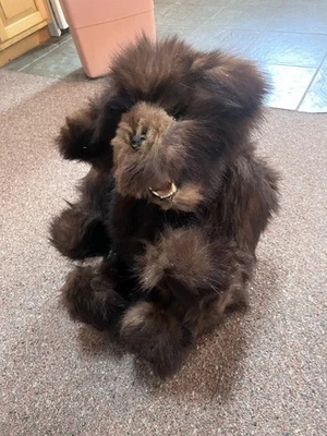 Collectible Stuffed Bear By Yvonne Caldwell Grizzley Bear Missing Eye Pivoted - Image 1 of 4