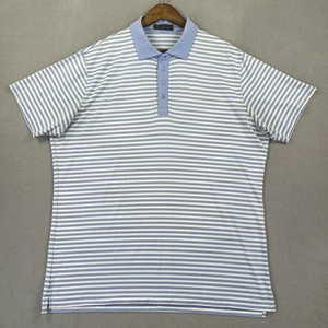 G Fore Poloshirt Herren XL blau weiß gestreift Golf Performance Kurzarm leicht - Bild 1 von 9