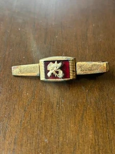 Vintage Anson Tie Bar Clip – Gold-Tone w/ Red Enamel Elk/Deer Head Emblem - Picture 1 of 3