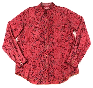 Ryan Michael Western Shirt Men L Red Paisley SILK BLEND Metal Snap Cowboy Rodeo - Picture 1 of 12