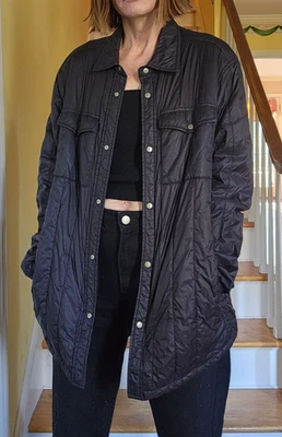 Zara Hombre Relaxed Fit Acolchado Camisa Chaqueta, L, Negro, Múltiples Bolsillos Foto 1 de 4