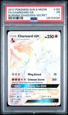 PSA 1 Pokemom Charizard GX 150/147 Burning Shadows Rainbow Secret Rare Holo - Image 1 of 2