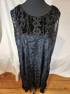 NWT Colors Artwear Black 100% Silk OSFA Burnout Sleeveless Dress - Picture 1 of 5