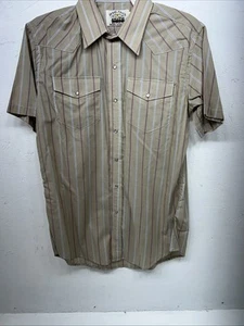 New Men’s Brown Texas Sage Pearl Snap Short Sleeve Shirt. 16.5 L P-43 - Picture 1 of 10