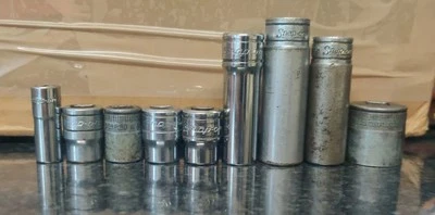 Imperial Sockets Job Lot 9 Pcs, 12 Point And 6 Point Snap-On Sockets 3/8" Drive - Image 1 of 4